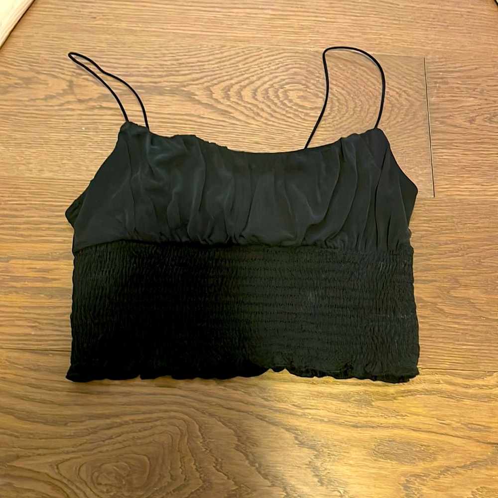 Aqua smocked crop tank